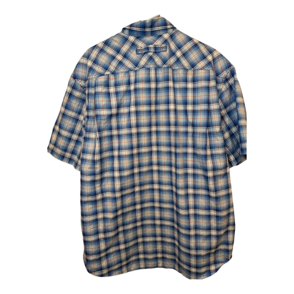 Duluth Trading Co blue plaid short sleeve button up shirt. Men's XL standard fit - Picture 3 of 4